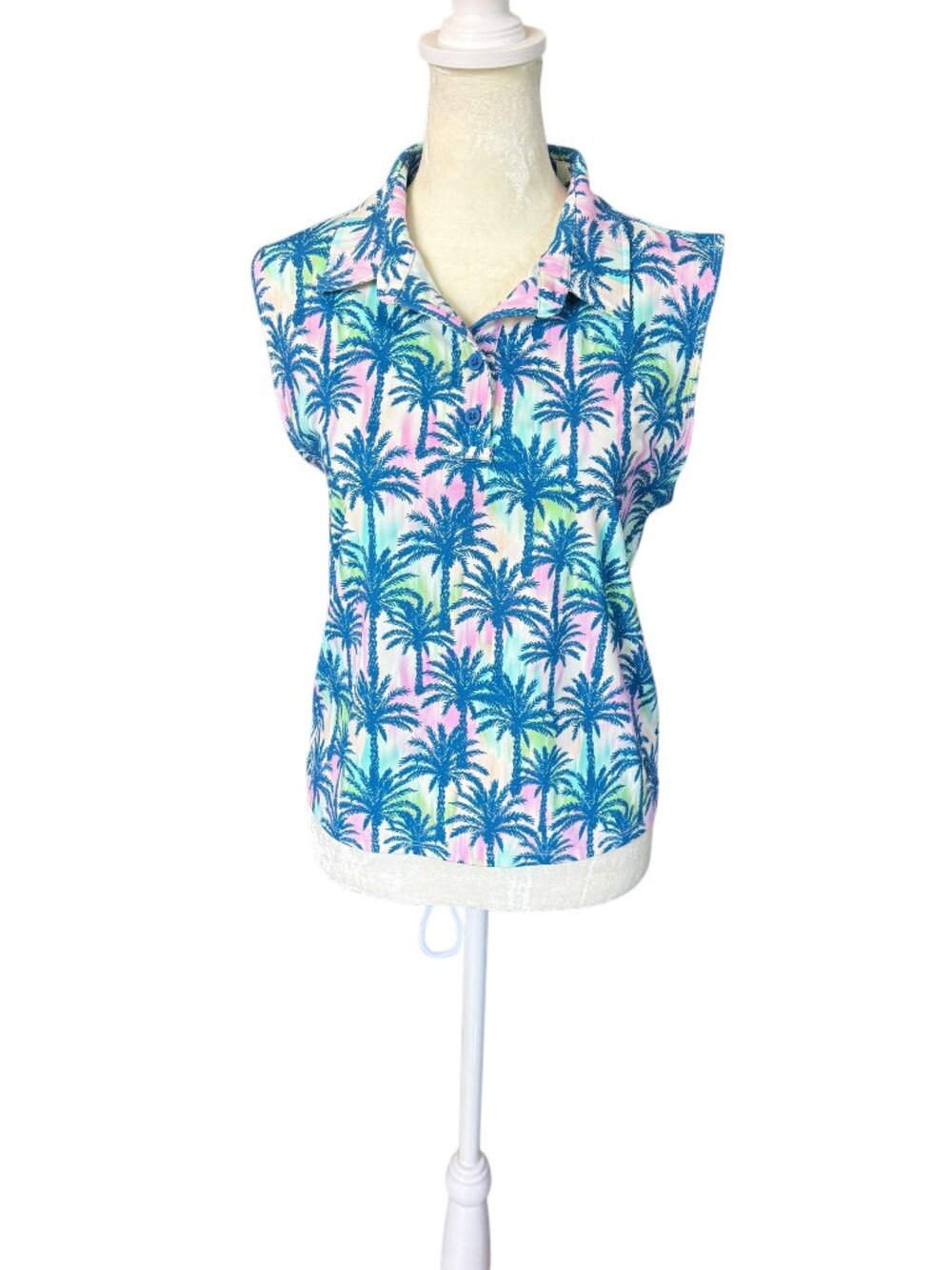 Born Primitive women's multi pastel colored palm tree print sleeveless top XL